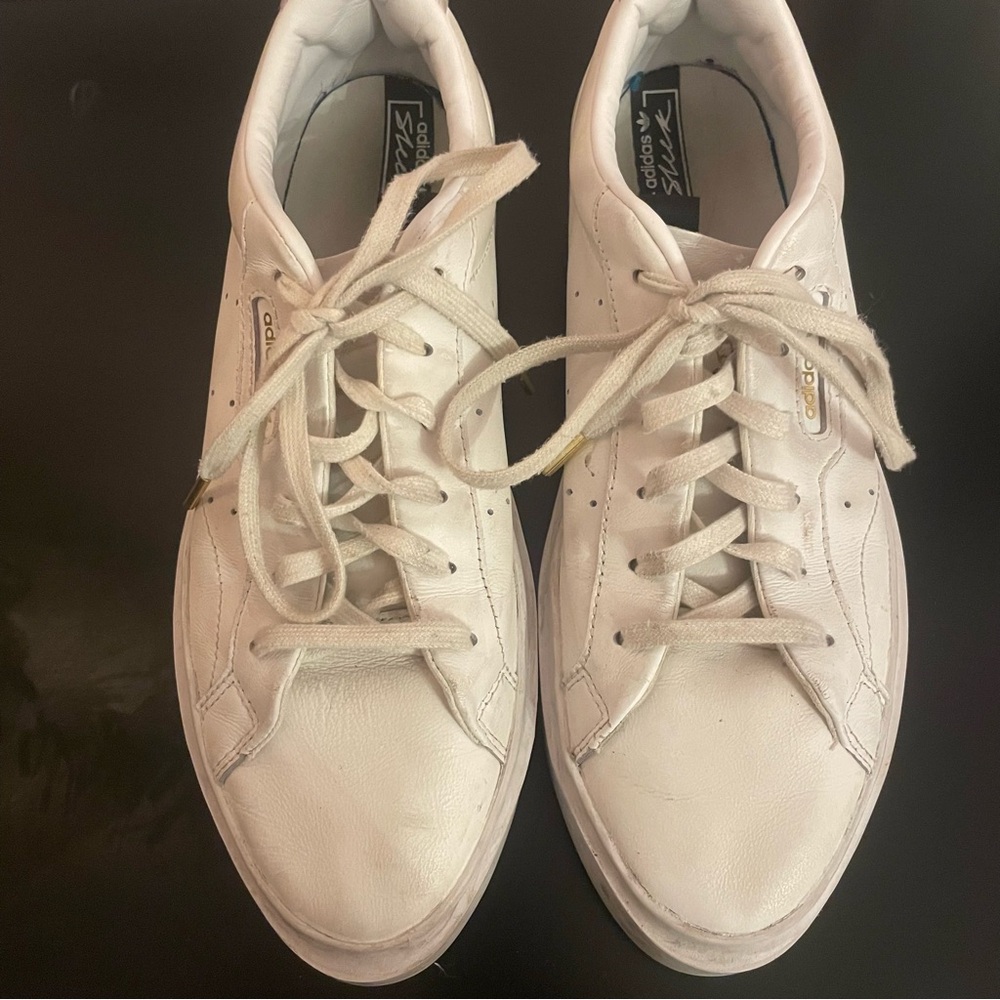 Adidas Women’s White Leather Platform Sneakers